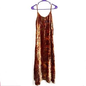 URU Kristine St. Rrik Bronze Crushed Velvet Midi Maxi Dress One Size